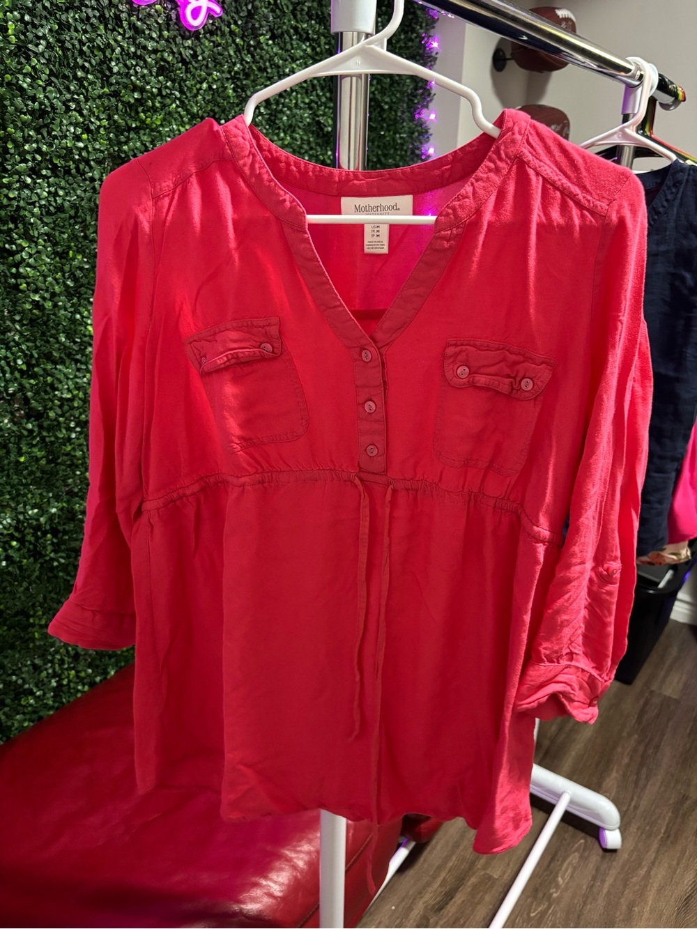 Motherhood Pink Button-Front Maternity Tunic